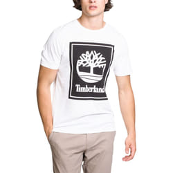 Timberland Mens Printed T Shirts Casual Cotton Top - White, S