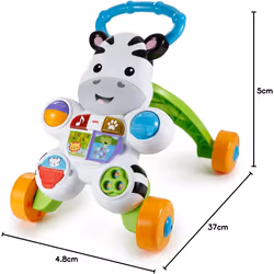 Fisher-Price Learn With Me Zebra Walker First Steps Baby Walker Push Along Toy With Lights, Music, Baby Girl And Baby B