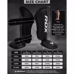 RDX Shin Guard MMA Instep Leg Pads Protective Gear Thai Boxing Training Kickboxing., Black, XL