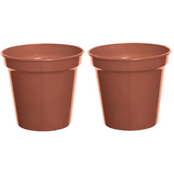 2 Large Plastic Plant Pot 17cm 7Inch Cultivation Pot Terracotta Colour