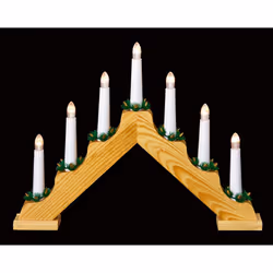 Wooden Candle Bridge Battery Christmas Window Light Warm White LEDs