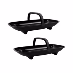 2 Black Garden Trug Planters 53cm Plastic Basket Plant Pot With Handle