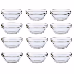 12x Glass Dip Bowls Luminarc Sauce Condiment Stacking Dishes 6cm x 3cm