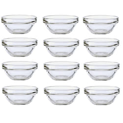 12x Glass Dip Bowls Luminarc Sauce Condiment Stacking Dishes 6cm x 3cm