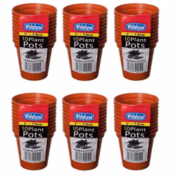 60 Small Plastic Seed Pots 7.5cm Terracotta Colour