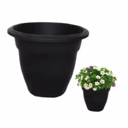 6 Small Black Round Plant Pot 20cm Plastic Bell Planter Traditional