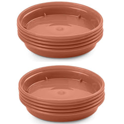 10 Plant Pot Saucers Plastic Terracotta Colour For 5 and 6 Inch Pots