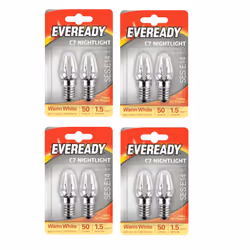 8x E14 Replacement Night Light Bulbs 7W E14 Screw Cap Small Warm White