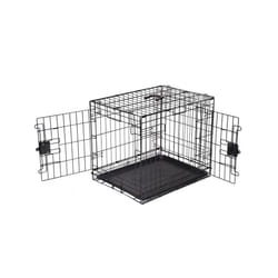Amazon Basics Small Metal Dog Crate/Cage with Tray, Durable, Foldable and Adjustable Dog Cage with Double Door, Black, 61 cm L x 46 cm W x 51 cm H