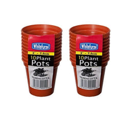 20 Small Plastic Seed Pots 7.5cm Terracotta Colour