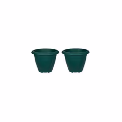 2 Green Round Venetian Decorative Plastic Garden Flower Planter 33cm