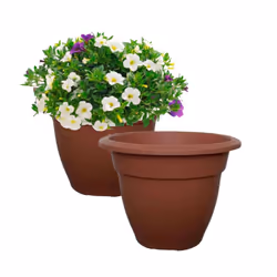 2 Small Terracotta Round Plant Pot 20cm Plastic Bell Planter Pots