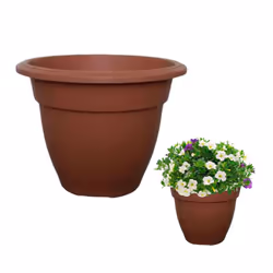 2 Small Terracotta Round Plant Pot 20cm Plastic Bell Planter Pots