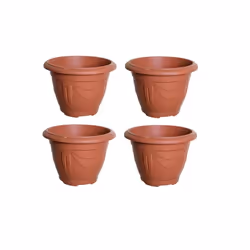 4 Terracotta Round Venetian Decorative Plastic Garden Flower Pot 33cm