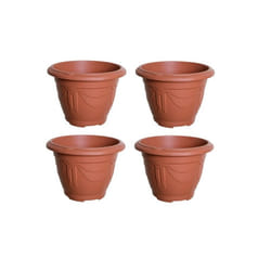 4 Terracotta Round Venetian Decorative Plastic Garden Flower Pot 33cm