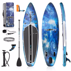 SereneLife Inflatable Stand Up Paddle Board, 15cm Thick SUP Board w/ Kit, Non-Slip Deck, Wide Stance, Lightweight w/ Backpack ...