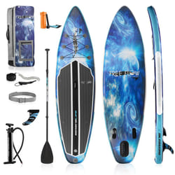 SereneLife Inflatable Stand Up Paddle Board, 15cm Thick SUP Board w/ Kit, Non-Slip Deck, Wide Stance, Lightweight w/ Backpack- Great for Adults & Yout