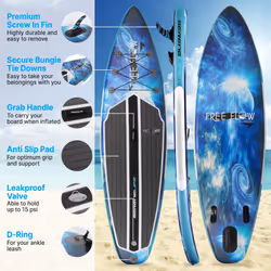 SereneLife Inflatable Stand Up Paddle Board, 15cm Thick SUP Board w/ Kit, Non-Slip Deck, Wide Stance, Lightweight w/ Backpack- Great for Adults & Yout