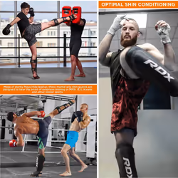 RDX Shin Guards Kickboxing Muay Thai, SATRA SMMAF Approved, Premium Maya Hide Leather, Leg Instep Protection Pads, MMA Martial Arts kicking Sparring T
