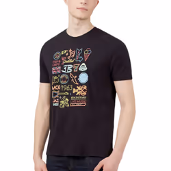 , S) BEN SHERMAN Mens Printed T Shirts Summer Cotton Tee - Black (Cocktail