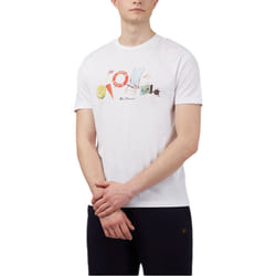 , XL) BEN SHERMAN Mens T Shirts Summer Theme Printed Tee - White (Brighton