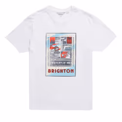 , S) BEN SHERMAN Mens T Shirts Cotton Printed Tee - White (Train