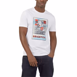 , XL) BEN SHERMAN Mens T Shirts Cotton Printed Tee - White (Train