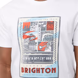 , 2XL) BEN SHERMAN Mens T Shirts Cotton Printed Tee - White (Train