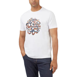 , XS) BEN SHERMAN Mens T Shirts Cotton Printed Tee - White (Original