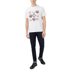 , 2XL) BEN SHERMAN Mens T Shirts Cotton Printed Tee - White (Balls