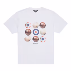 , 2XL) BEN SHERMAN Mens T Shirts Cotton Printed Tee - White (Balls