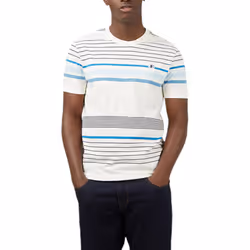 BEN SHERMAN Mens T Shirt Stripe Casual Summer Tee - Off White, XS