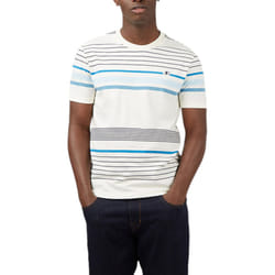 BEN SHERMAN Mens T Shirt Stripe Casual Summer Tee - Off White, XS