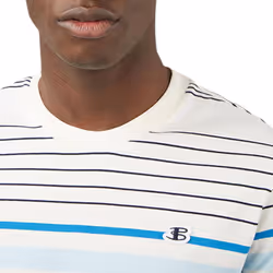 BEN SHERMAN Mens T Shirt Stripe Casual Summer Tee - Off White, XS