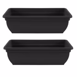 2 Black Trough Plant Pot Plastic Winchester Flower Patio Planter 60cm