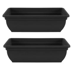 2 Black Trough Plant Pot Plastic Winchester Flower Patio Planter 60cm