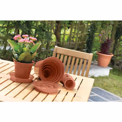 4 Large Plastic Plant Pot 20cm 8inch Cultivation Pot Terracotta Colour