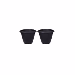 2 Black Round Venetian Pot Decorative Plastic Garden Planter 43cm