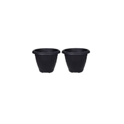 2 Black Round Venetian Pot Decorative Plastic Garden Planter 43cm