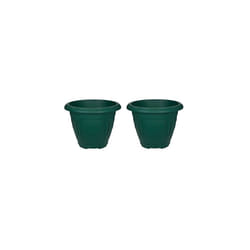 2 Green Round Venetian Pot Decorative Plastic Garden Planter 43cm
