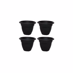 4 x 45cm Black Round Bell Plant Pot Flower Planter Plastic Garden Pot