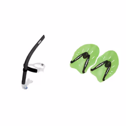 Arena Unisex's Swim Snorkel III, Black, One & MARU Adult and Junior Swimming Hand Paddles, Equipment and Kit for Training aid ...