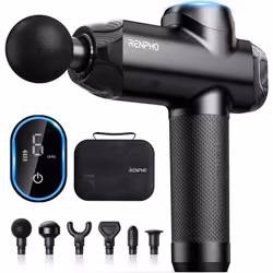 RENPHO R3 Upgrade Power Massage Gun Deep Tissue, Powerful 12 mm Amplitude Muscle Massage Gun, LCD Touch Electric Handheld Mas ...