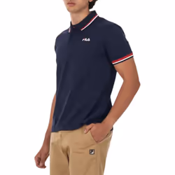 FILA Mens Polo Shirt Casual Summer Sports Golf Tee - Navy, S