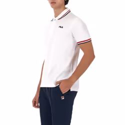 FILA Mens Polo Shirt Casual Summer Sports Golf Tee - White, M