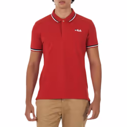 FILA Mens Polo Shirt Casual Summer Sports Golf Tee - Red, L