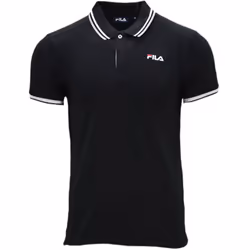 FILA Mens Polo Shirt Casual Summer Sports Golf Tee - Black, S