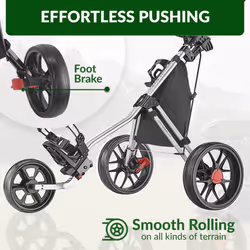 Caddytek CaddyLite 11.5 V3 3 Wheel Golf Push Cart - SuperLite Deluxe, Lightweight, Easy To Fold Caddy Cart Pushcart, Silver