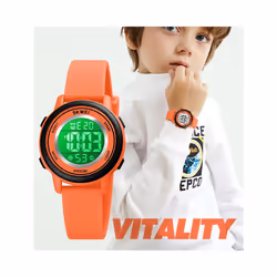 Colorful Kids Boys Girls Led Digital Watch Waterproof Alarm - Dark pink
