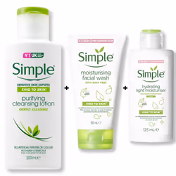 Simple KindToSkin BundleOf LightMoisturiser,Lotion, Facewash&Sheetmask